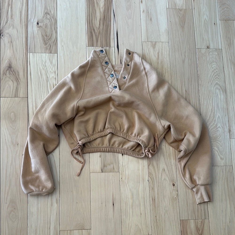 Tan Button-Up Women's Crop Top